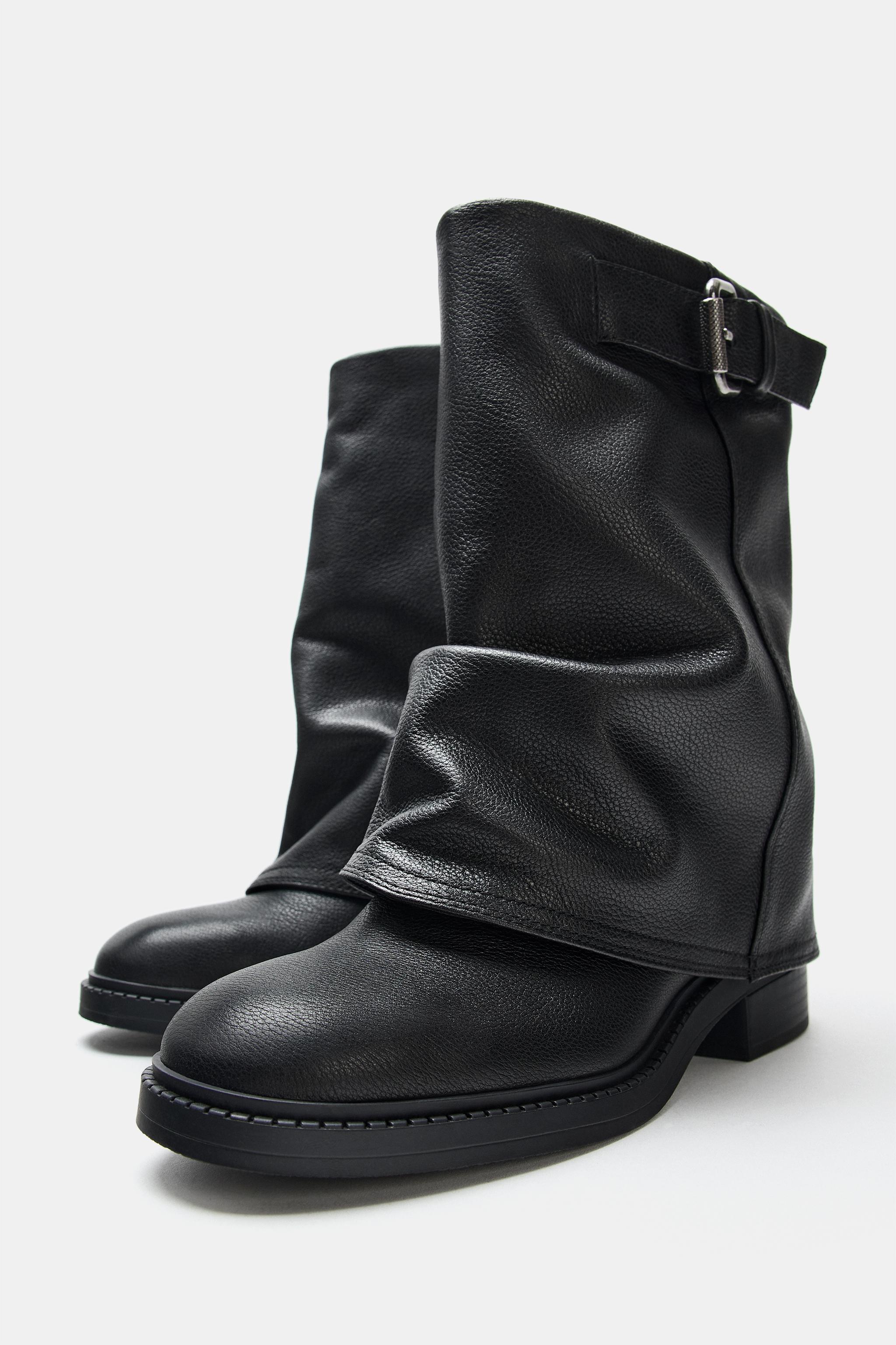 BUCKLED LEATHER ANKLE BOOTS